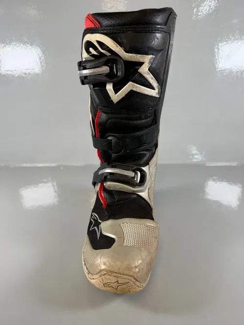 Alpinestars Tech 7s Motocross Boots Size 4 EU 37 White Silver Black Red Youth MX