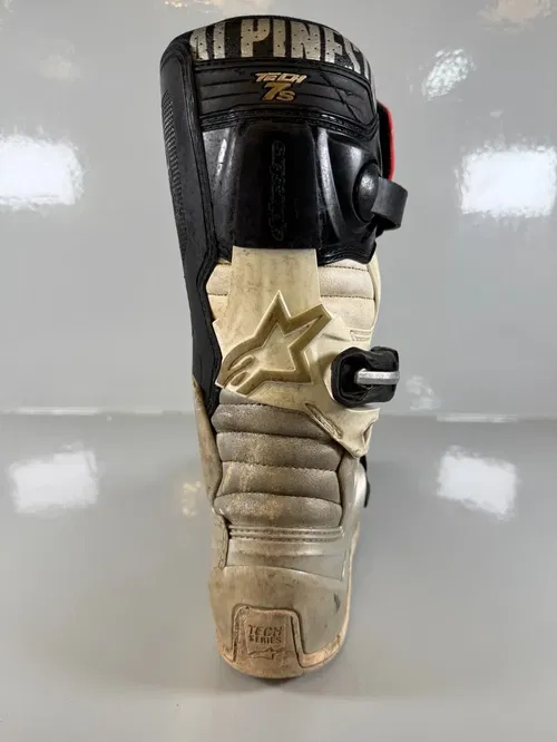Alpinestars Tech 7s Motocross Boots Size 4 EU 37 White Silver Black Red Youth MX
