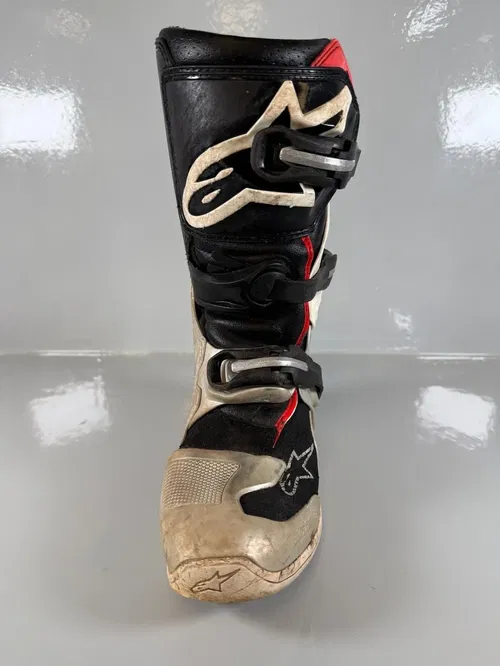 Alpinestars Tech 7s Motocross Boots Size 4 EU 37 White Silver Black Red Youth MX