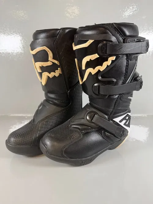 Fox Racing Comp Y Motocross Boots US 2 EU 34 Black White Youth MX Off-Road