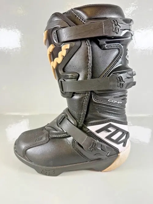 Fox Racing Comp Y Motocross Boots US 2 EU 34 Black White Youth MX Off-Road