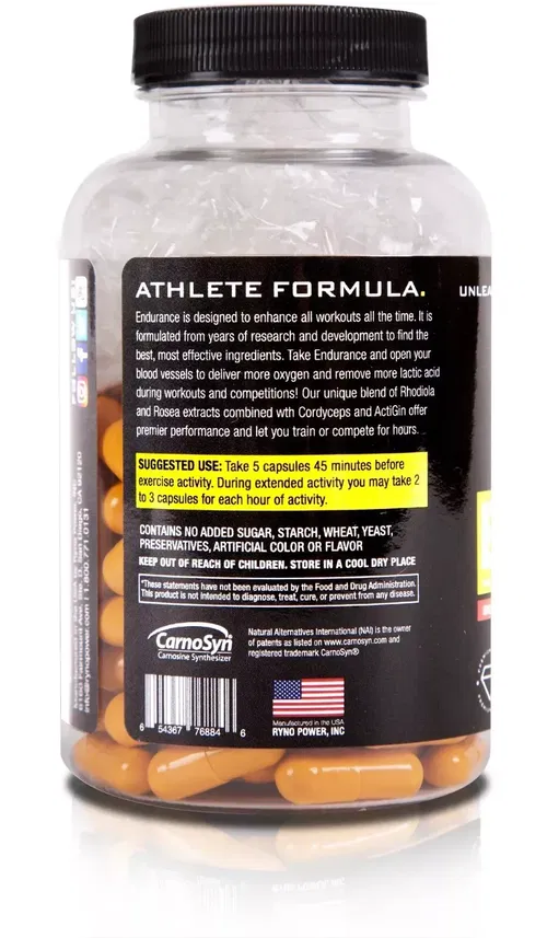 Ryno Power Endurance 25 Servings 125 Capsules Natural Supplement Bike Moto Run