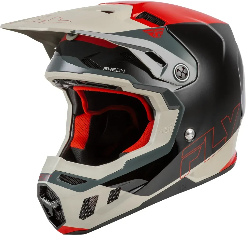 Fly Racing Formula CC Helmet Large Black Red Grey MX ATV Dirt Bike Adult L
