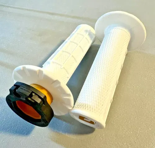 ODI Lock-On Grips Pro White Soft Compound v2 Half Waffle MX Dirt Bike Moto Twist