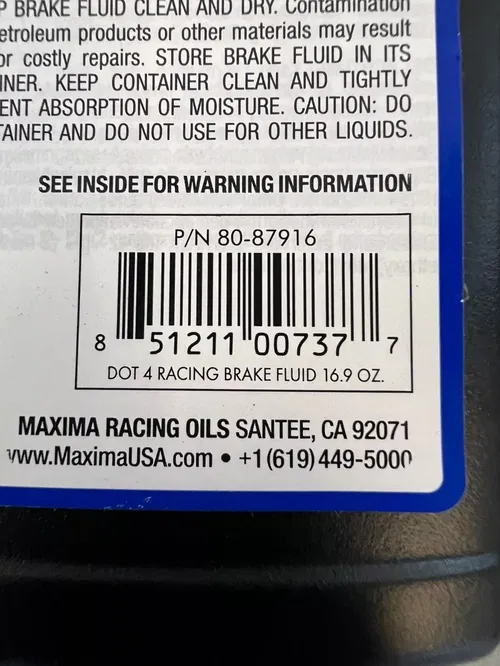 Maxima DOT 4 Racing Brake Fluid 80-87916 High Temp Synthetic 600 Degree No Fade
