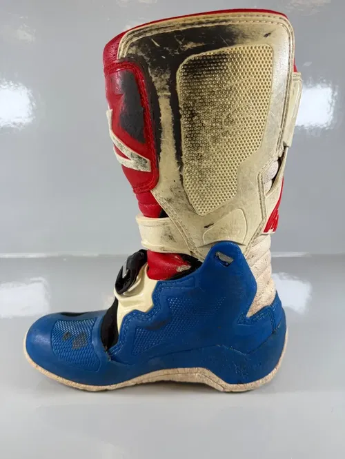 Alpinestars Tech 7s Motocross Boots Size 4 EU 37 Red White Blue Hi-Vis Youth MX