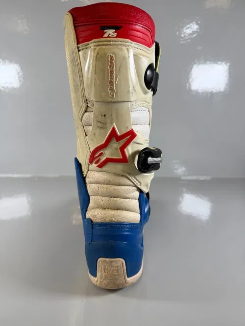 Alpinestars Tech 7s Motocross Boots Size 4 EU 37 Red White Blue Hi-Vis Youth MX