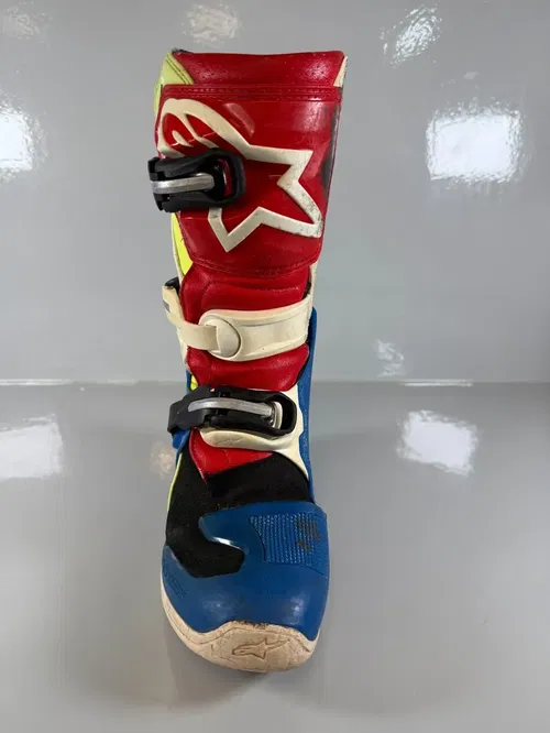 Alpinestars Tech 7s Motocross Boots Size 4 EU 37 Red White Blue Hi-Vis Youth MX