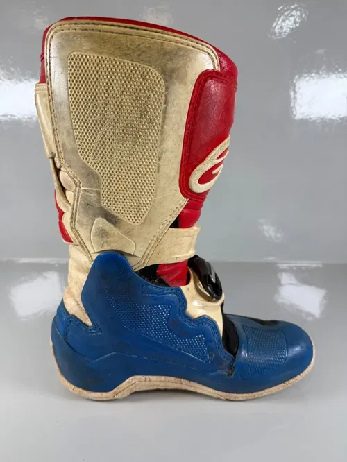 Alpinestars Tech 7s Motocross Boots Size 4 EU 37 Red White Blue Hi-Vis Youth MX