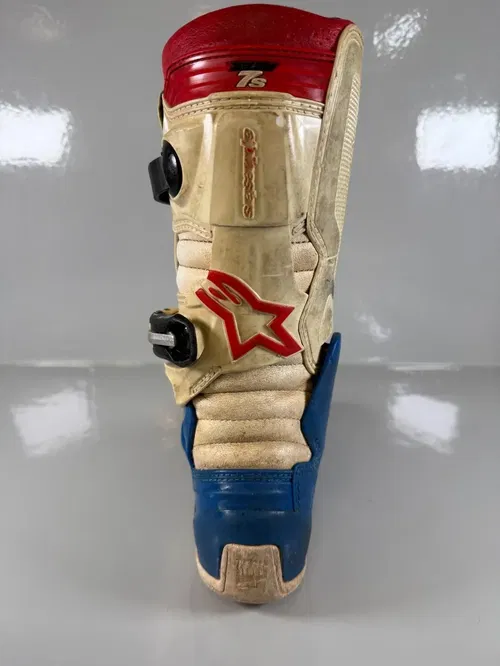 Alpinestars Tech 7s Motocross Boots Size 4 EU 37 Red White Blue Hi-Vis Youth MX
