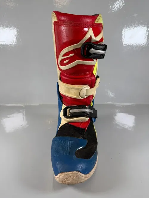 Alpinestars Tech 7s Motocross Boots Size 4 EU 37 Red White Blue Hi-Vis Youth MX