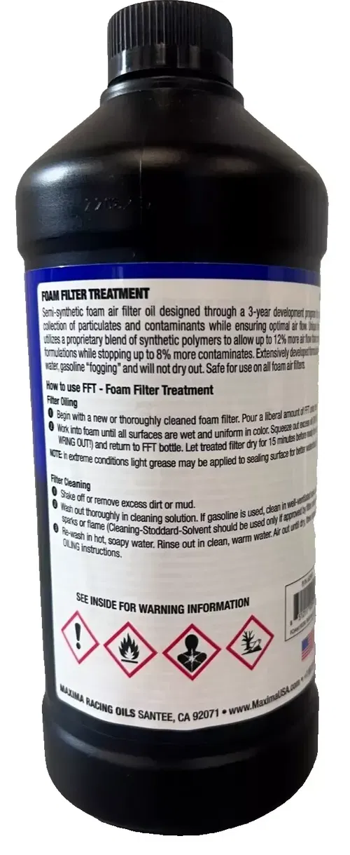 Maxima FFT Air Filter Oil 1 Quart 32 FL.OZ 947mL Dirt Bike MX ATV UTV Foam Tacky