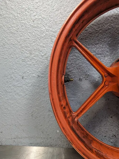 2005-2006 Kawasaki Ninja ZX6R 636 OEM Front Wheel Rim Orange - 41073-0776-2A