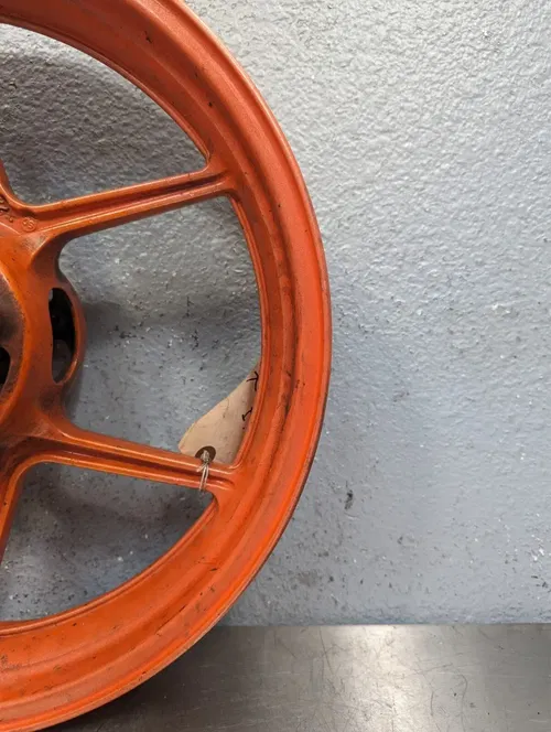 2005-2006 Kawasaki Ninja ZX6R 636 OEM Front Wheel Rim Orange - 41073-0776-2A