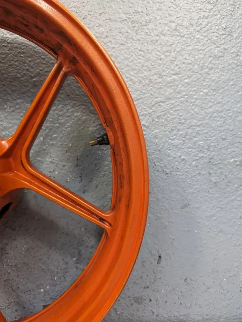 2005-2006 Kawasaki Ninja ZX6R 636 OEM Front Wheel Rim Orange - 41073-0776-2A