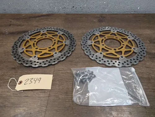 05 KAWASAKI NINJA ZX10R OEM FRONT LEFT RIGHT BRAKE ROTORS DISCS - 41080-0068-488