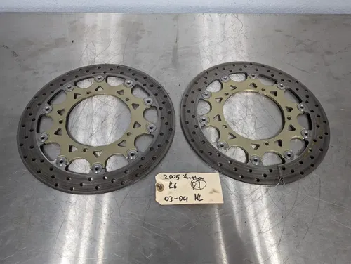 2005 Yamaha YZF R6 OEM Left Right Front Brake Disc Rotors Set - 5SL-2581T-10-00
