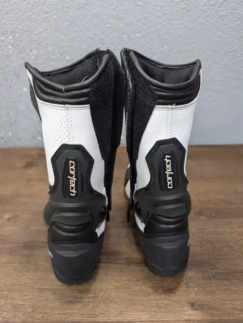 CORTECH MOTORCYCLE BOOT SIZE 49/US 15 PAIR BLACK WHITE