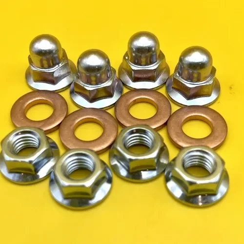 New OEM Cylinder Head Nut & Crush Washer Set of 4 - RM80 RM85 RM125 RM250