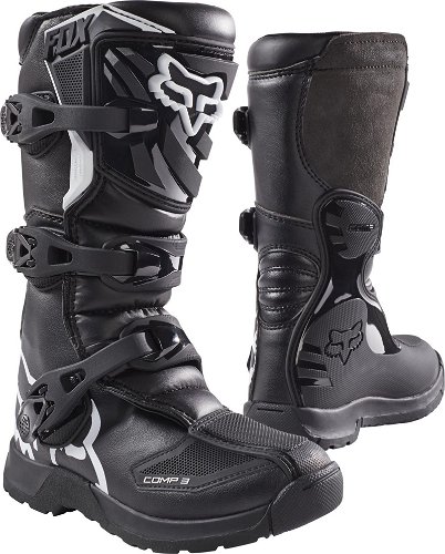 Fox Racing Comp 3 Youth Boots Size Y5 Black # 18238-001-5