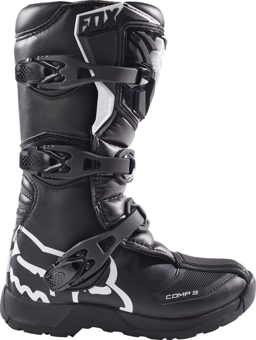 Fox Racing Comp 3 Youth Boots Size Y8 Black # 18238-001-8