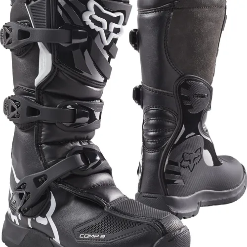 Fox Racing Comp 3 Youth Boots Size Y4 Black # 18238-001-4