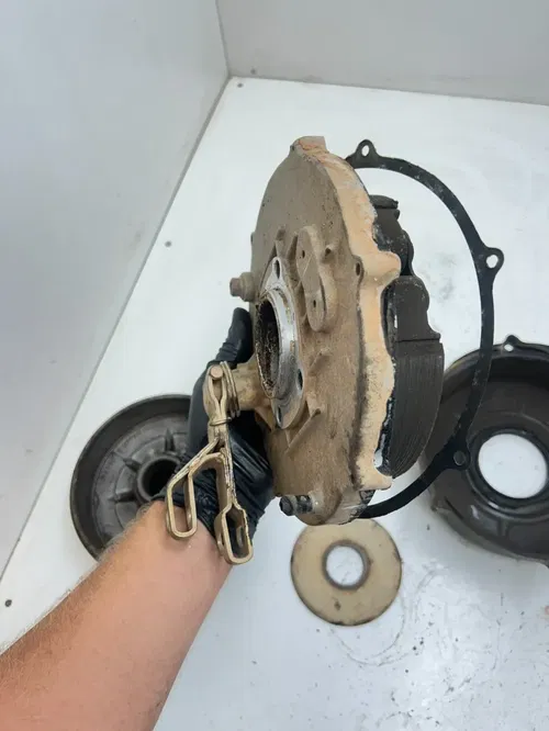 97 1997 Kawasaki Prairie 400 KVF400a 4x4 OEM Rear Axle Carrier Brake Drum Assemb