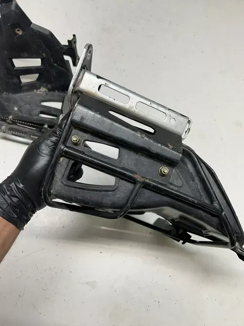 2005 05 Polaris Predator 500 OEM LOT Foot Peg Pegs Heel Guard Shield Mount Bar