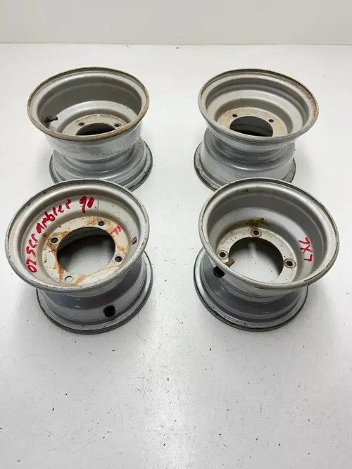 02 2002 Polaris scrambler 90 2x4 2T OEM Wheel Rim Set Front Rear 7X5.2/ 8X5.5