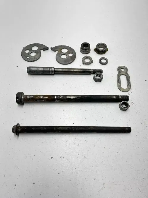 1983 83 Honda XL250R Xl 250 r OEM Front Rear Axle Shaft Swing Arm Bolt Adjust