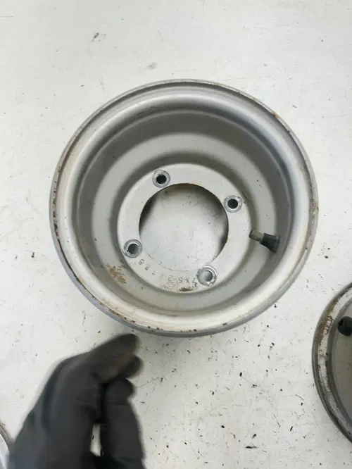 02 2002 Polaris Scrambler 90 2 Stroke OEM LOT Wheel Rim Set Front 7x5 Rear 8x5.5