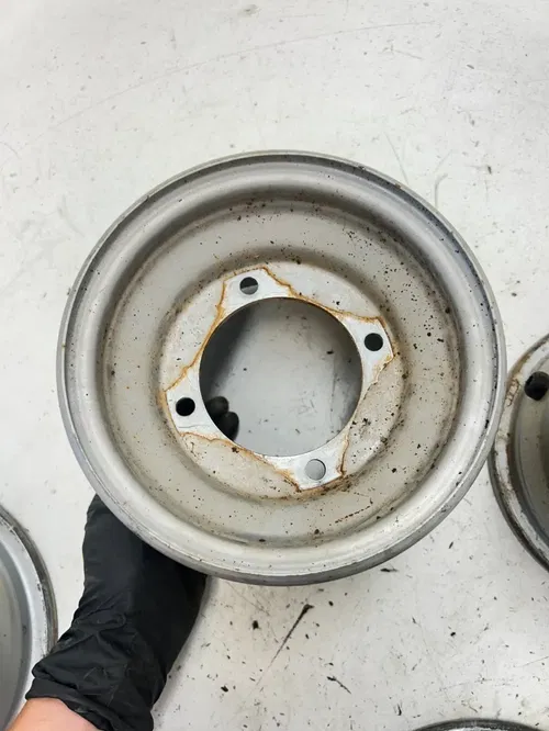 02 2002 Polaris Scrambler 90 2 Stroke OEM LOT Wheel Rim Set Front 7x5 Rear 8x5.5