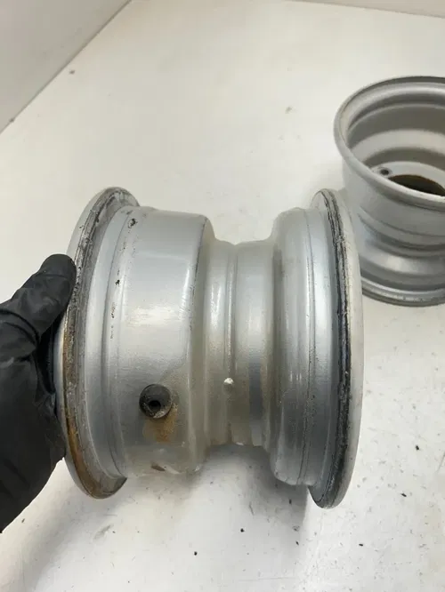 02 2002 Polaris Scrambler 90 2 Stroke OEM LOT Wheel Rim Set Front 7x5 Rear 8x5.5