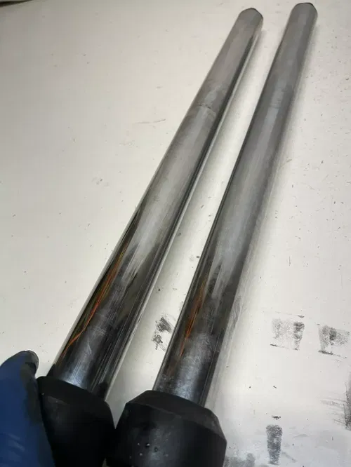 1985 85 HUSQVARNA WR125 wr 125 DAMAGE! Front Fork Forks Suspension Spring Tube