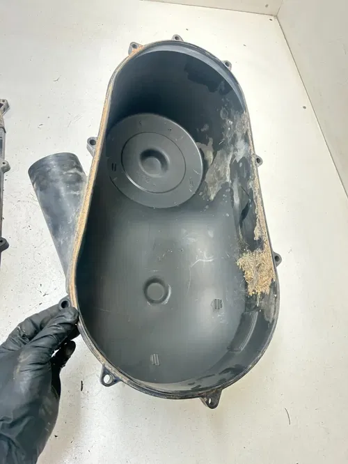 02 2002 Polaris Ranger 500 4x4 OEM GOOD! Clutch Cover Guard Shield Intake Tubes