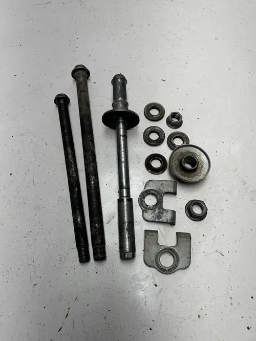 1984 84 Kawasaki KX500 Kx 500 OEM LOT Front Rear Axle Shaft Spacer Swing Arm Nut