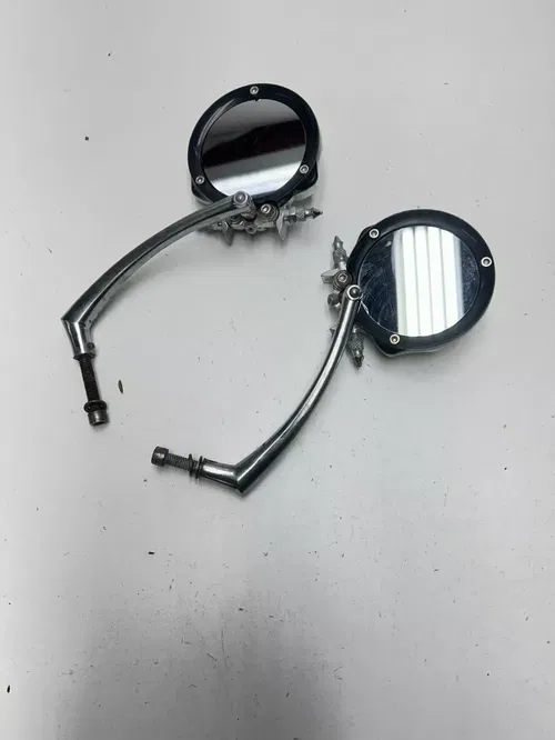 1977 Harley Iron Head Sportster XLH 1000 Skull Rear View Mirror Round Mirrors LR