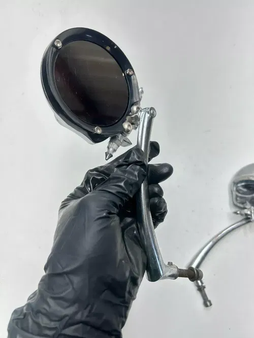 1977 Harley Iron Head Sportster XLH 1000 Skull Rear View Mirror Round Mirrors LR