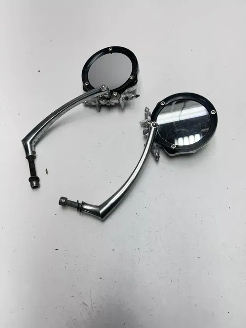 1977 Harley Iron Head Sportster XLH 1000 Skull Rear View Mirror Round Mirrors LR