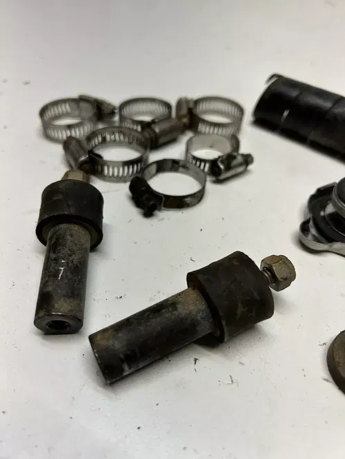 1999 99 Polaris Sport 400 L 2x4 LOT OEM Radiator Clamp Mount Cap Rubber Line