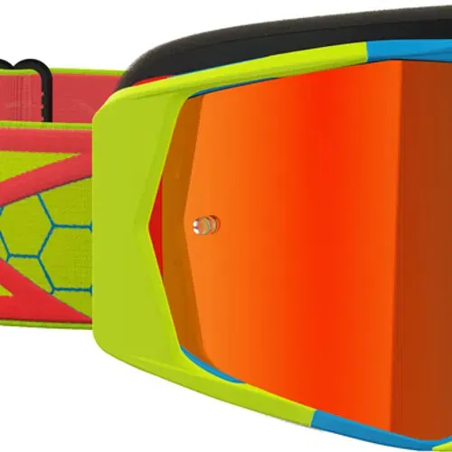 EKS BRAND LUCID GOGGLE FLO YEL/FIRE/CYAN W/RED MIRROR