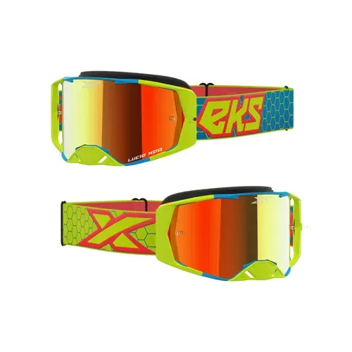 EKS BRAND LUCID GOGGLE FLO YEL/FIRE/CYAN W/RED MIRROR