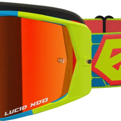 EKS BRAND LUCID GOGGLE FLO YEL/FIRE/CYAN W/RED MIRROR