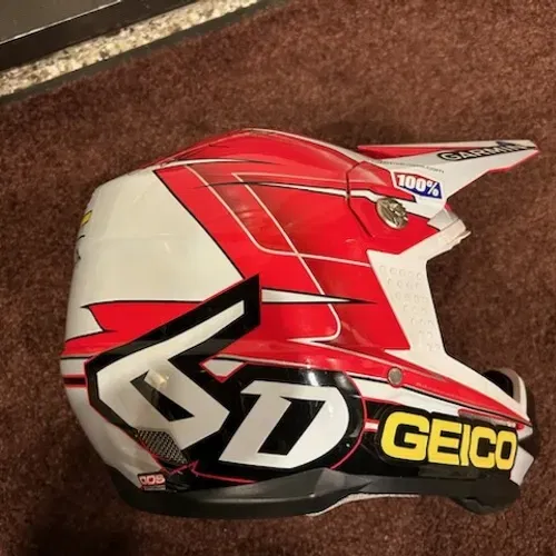 6d race worn geico honda autographed helmet