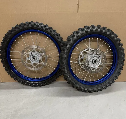 2022 Yamaha YZ450F OEM  19" / 21" Wheel Tire Set Blue Wheels #6602