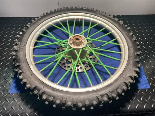 KAWASAKI KX80 OEM FRONT WHEEL TIRE ASSEMBLY KX80 FRONT WHEEL OEM 1995