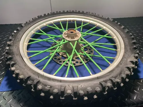 KAWASAKI KX80 OEM FRONT WHEEL TIRE ASSEMBLY KX80 FRONT WHEEL OEM 1995