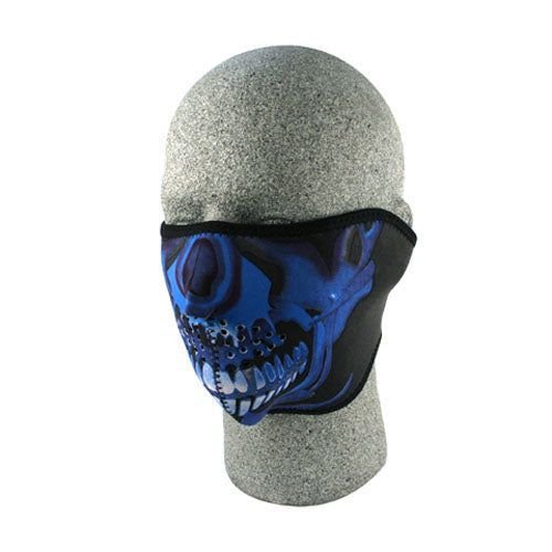 Zan Headgear Half Mask Neoprene Blue Chrome Skull