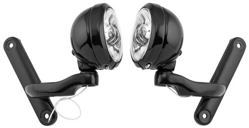 Letric Lighting Passing Lamps With Brackets, Black/Chrome 4.5"
