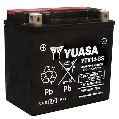 Yuasa Maintenance Free YTX14BS 12 Volt Battery YUAM3RH4STWN